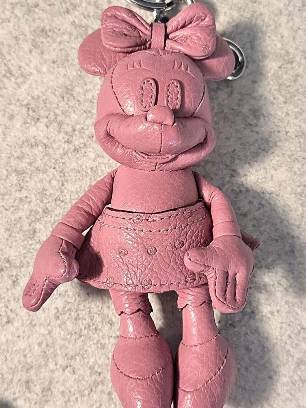Coach Disney x Coach Minnie Mouse Leather Bag Charm Minnie Mouse Pink Leather- R